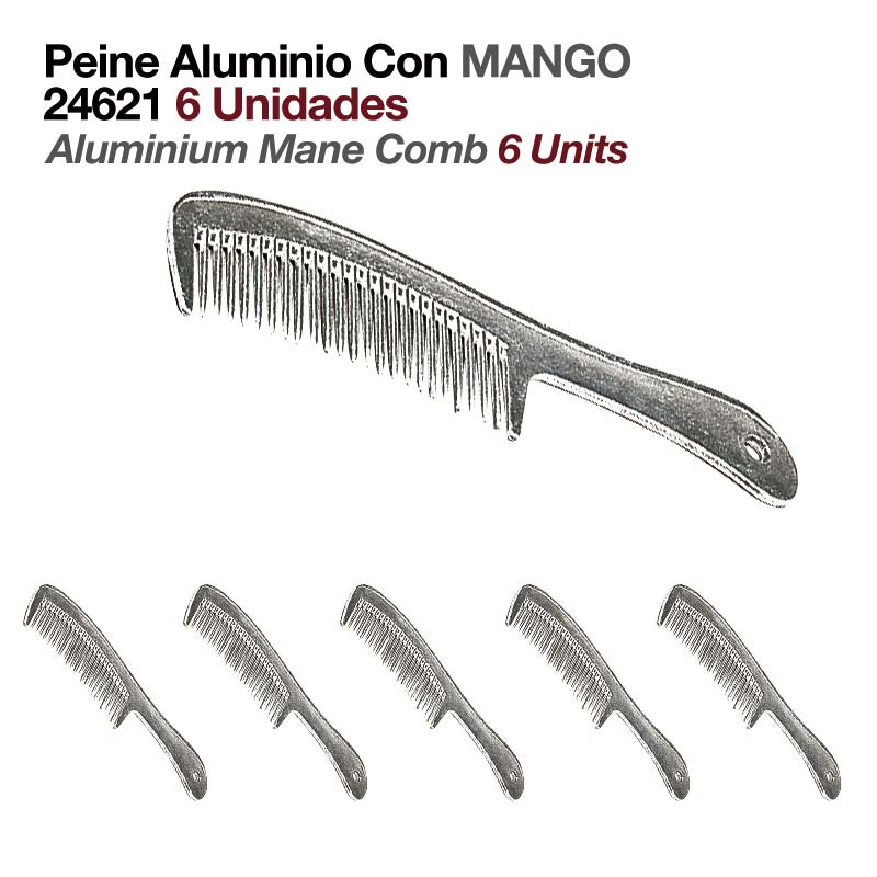 Conjunto de 6 pentes de alumínio com cabo cinza metálico