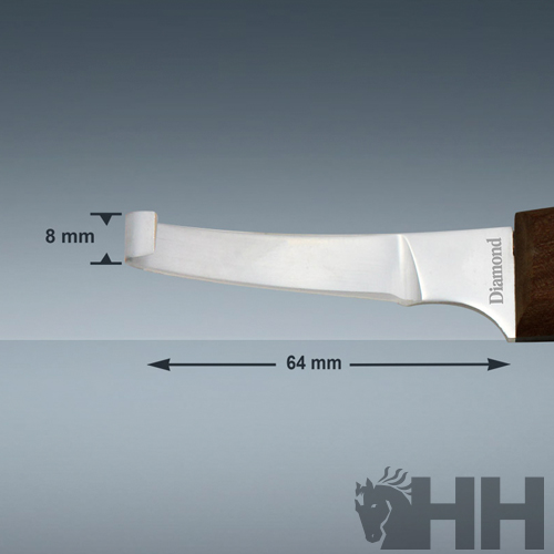 Faca com lâmina metálica e cabo de madeira com gravação Diamond