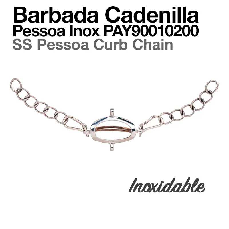 Barbada cadenilla Pessoa inox com cadeia tipo cadeado e peça central oval