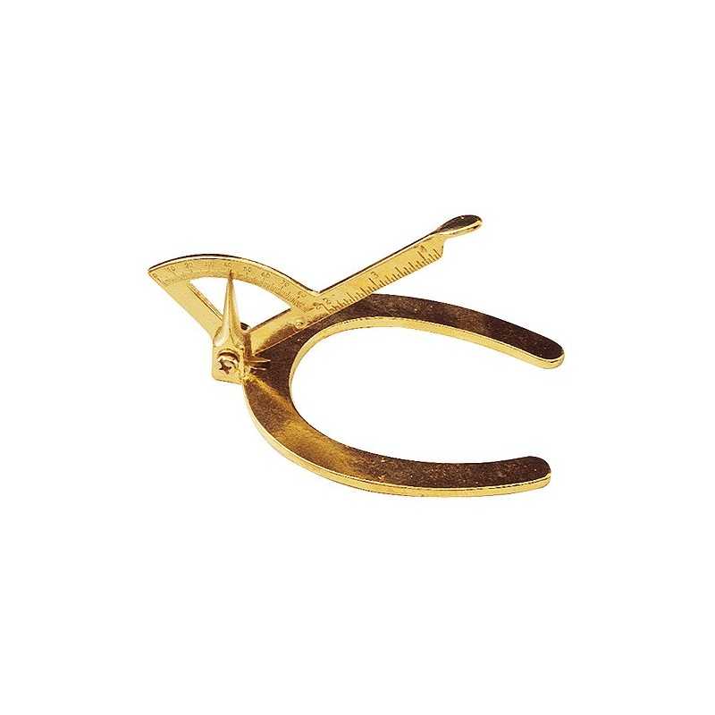 Instrumento de medição dourado com régua e braço móvel