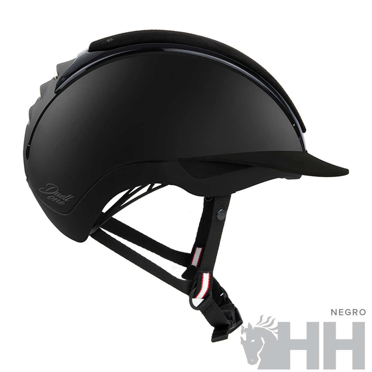 Capacete de equitação preto fosco com viseira