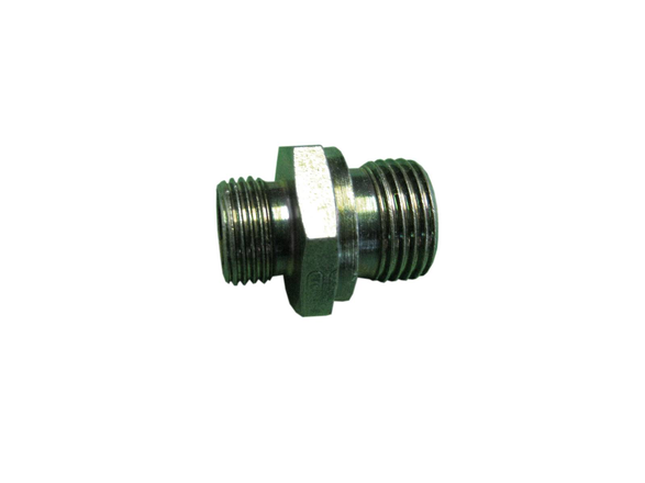 Conector metálico com rosca e corpo hexagonal