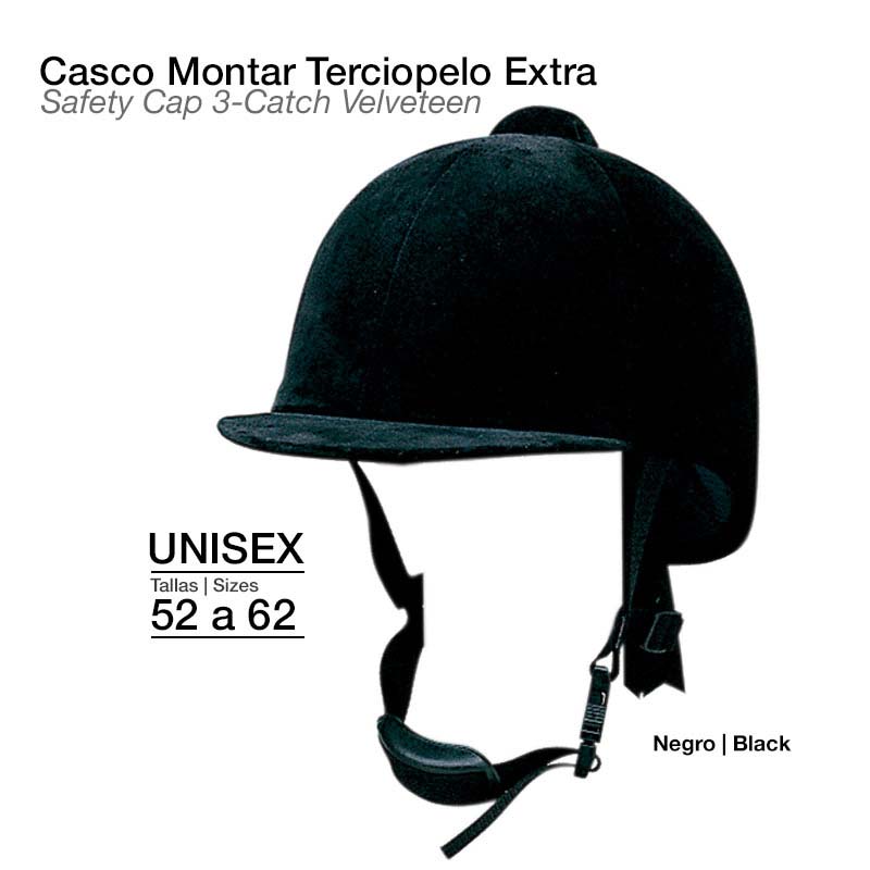 Capacete de segurança de veludo preto com correia ajustável