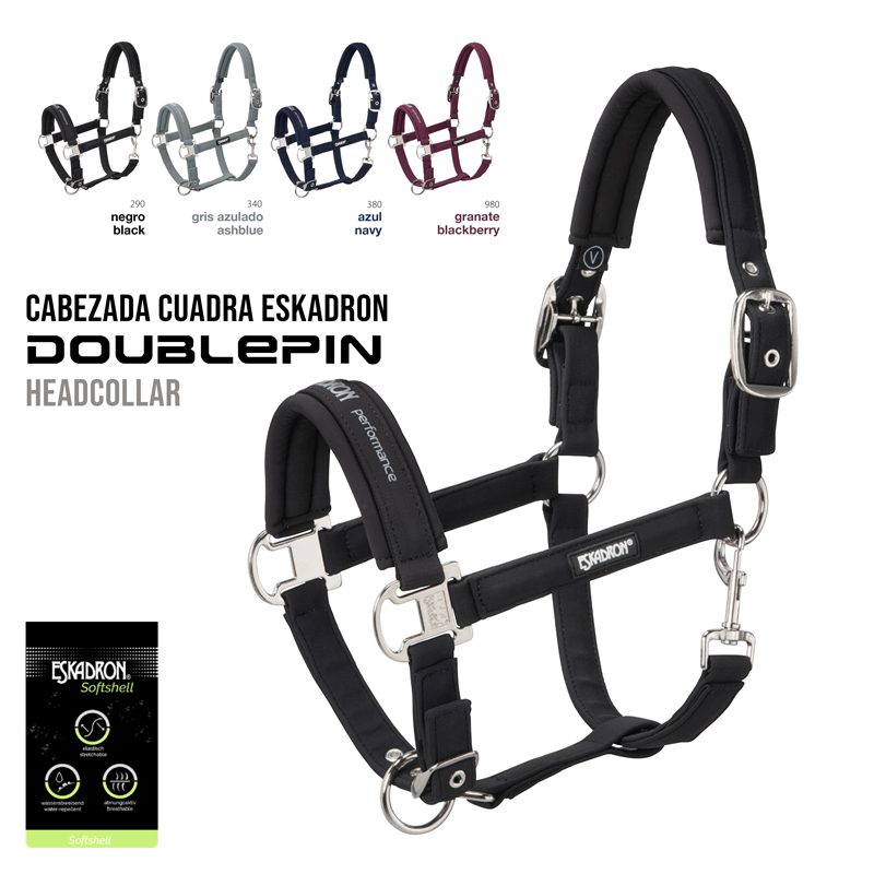 Cabeçada para cavalo Eskadron Doublepin em várias cores com acolchoamento.