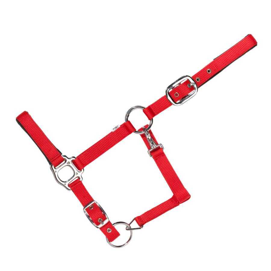Cabresto vermelho de nylon com ferragens metálicas