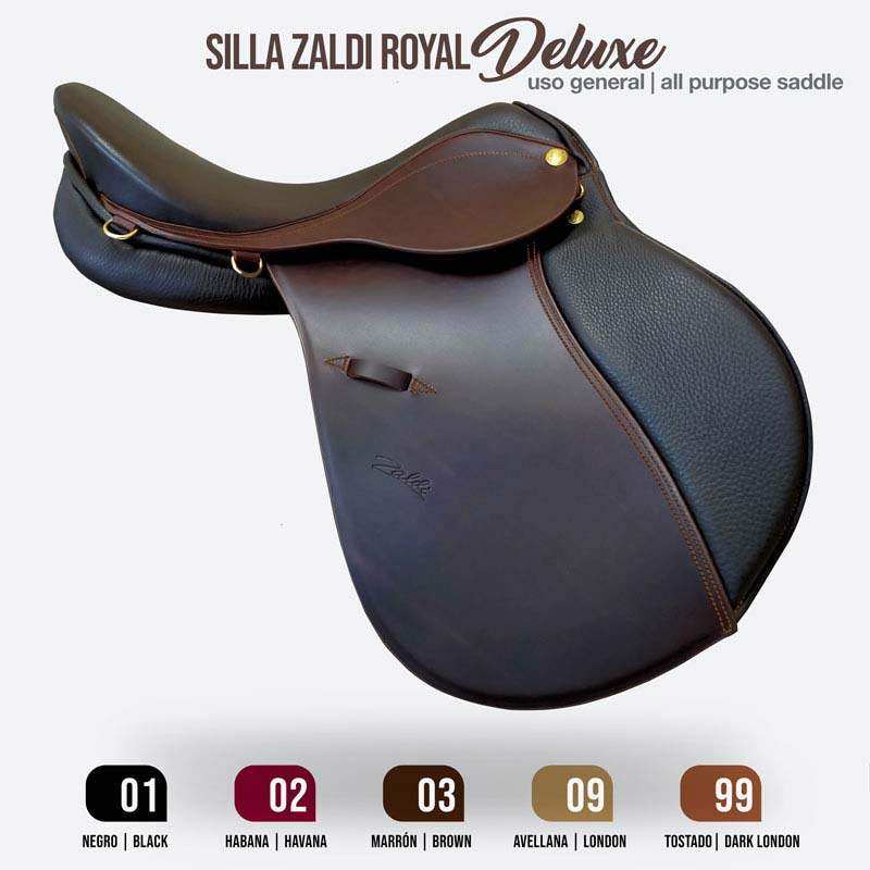 Sela de equitação Zaldi Royal Deluxe em várias cores