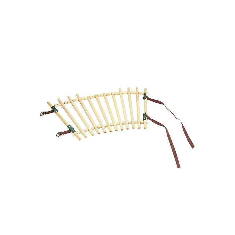 Escada de corda infantil com varas de madeira e correias em couro