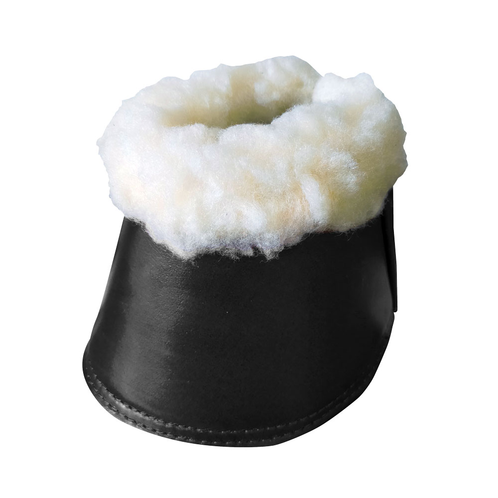 Botina preta para cavalo com interior branco felpudo