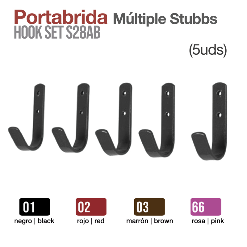 Conjunto de cinco cabides de parede coloridos em metal fosco