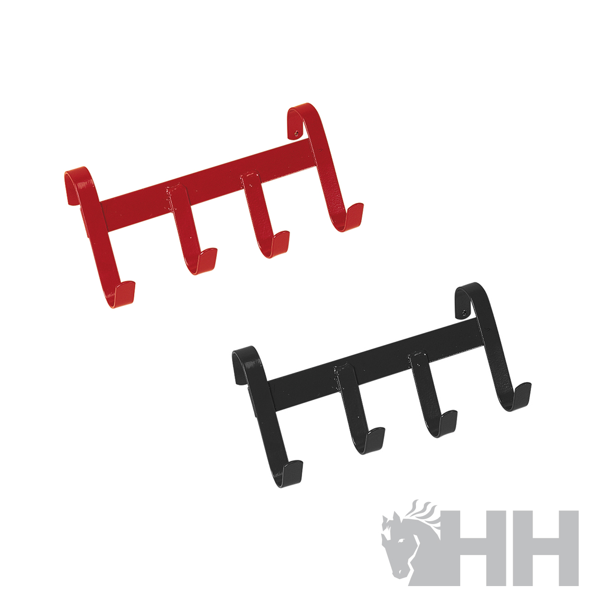 Ganchos metálicos vermelho e preto para pendurar objetos