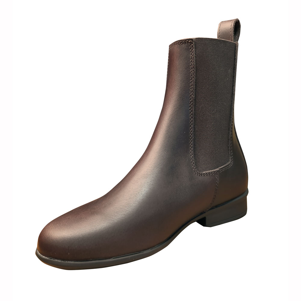 Bota Chelsea marrom em pele com elástico preto