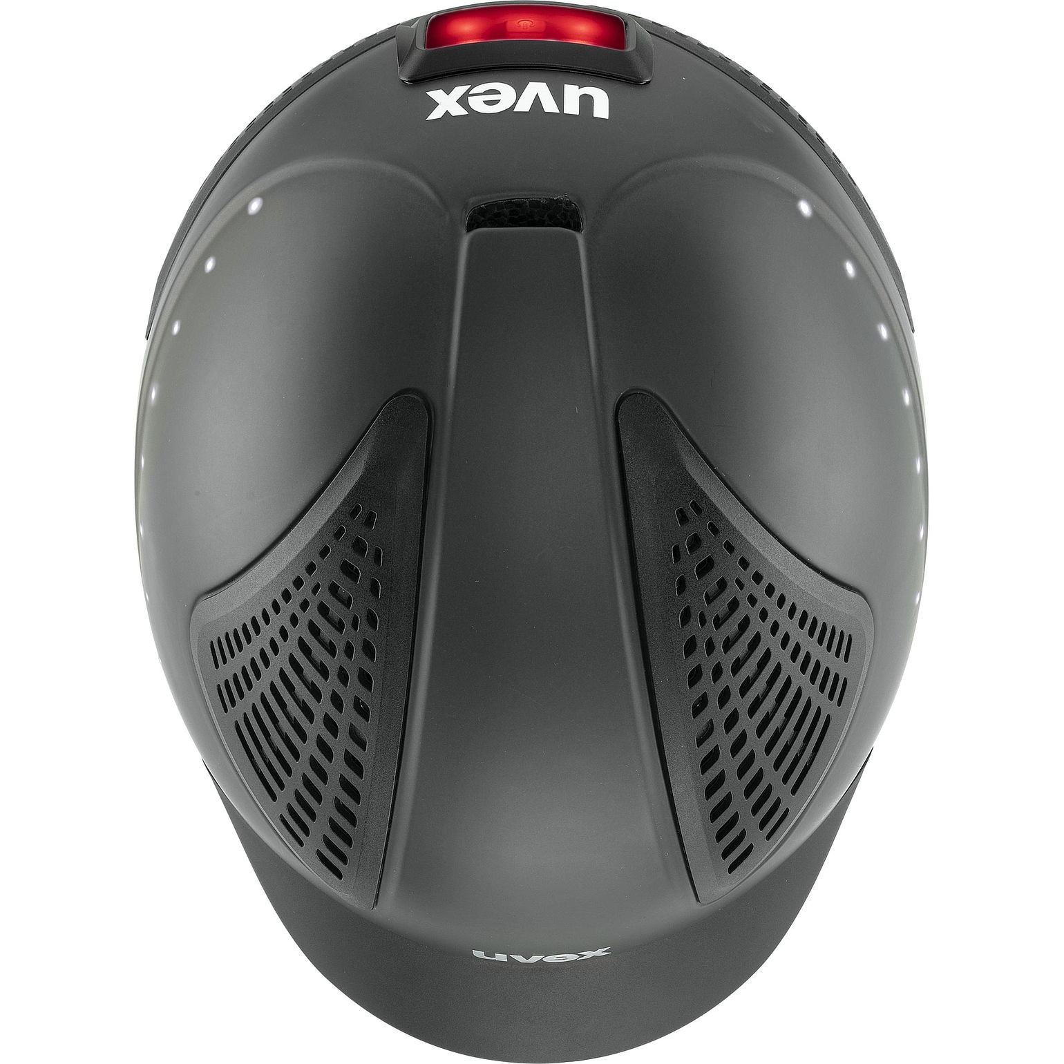 Capacete preto UVEX com ventilação e luz vermelha