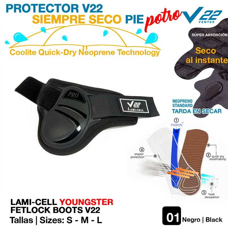 Protetores para cascos de cavalo Lami-Cell Youngster Fetlock Boots V22 preto com tecnologia Quick-Dry Neoprene