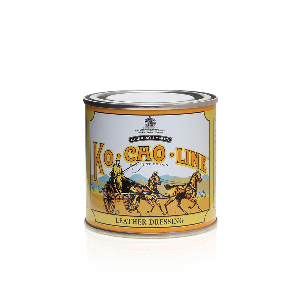Lata de tratamento para couro KO-CHAO-LINE com ilustração de carruagens
