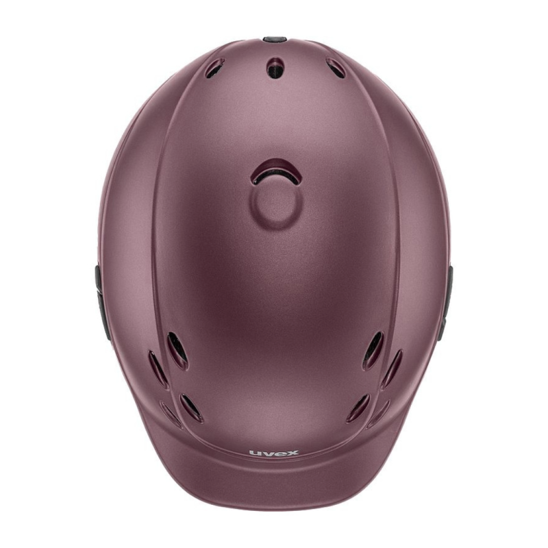 Capacete de proteção borgonha com ventilação e marca uvex