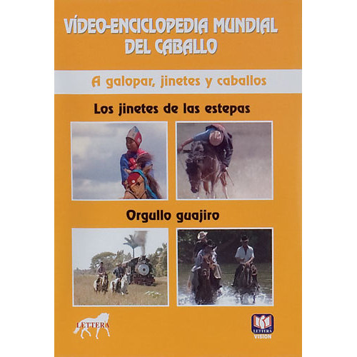 Capa de videocassete laranja com texto em espanhol e fotos de cavaleiros e cavalos.