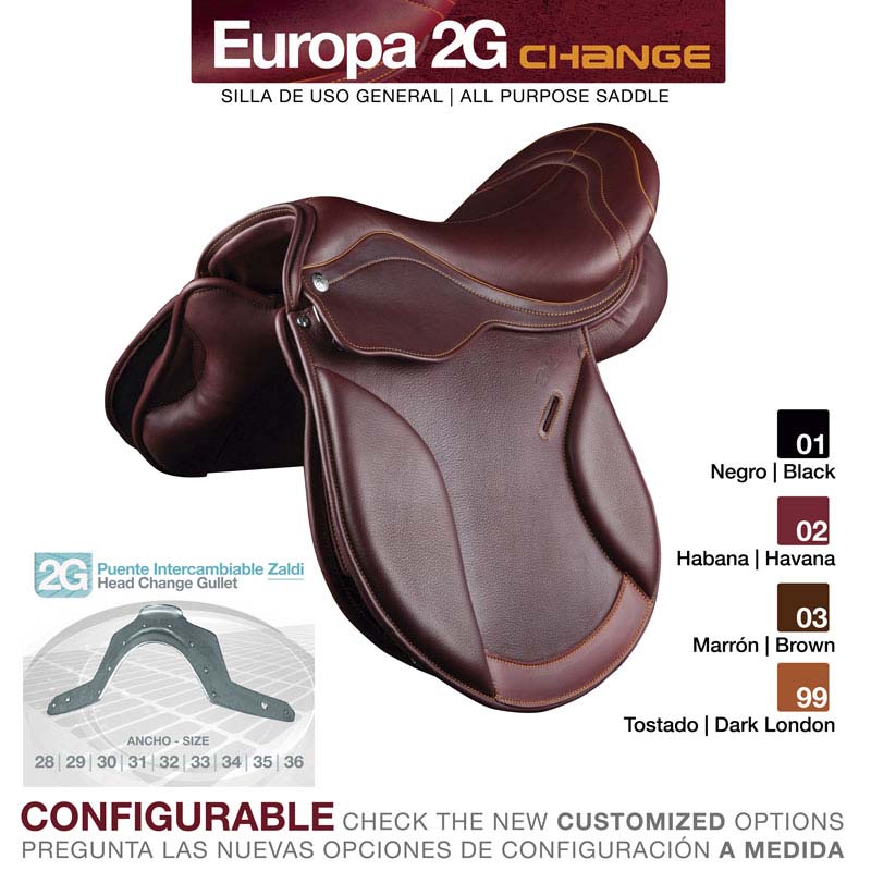 Sela de uso geral Europa 2G Change em couro marrom