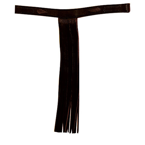 Cinto preto sintético com tiras penduradas em formato T