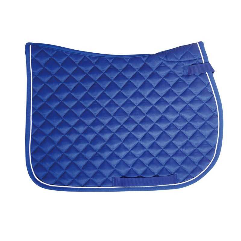 Tapete de sela azul acolchoado para cavalo com bordas brancas