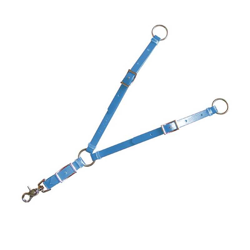 Corda azul ajustável com fechos metálicos em fundo branco