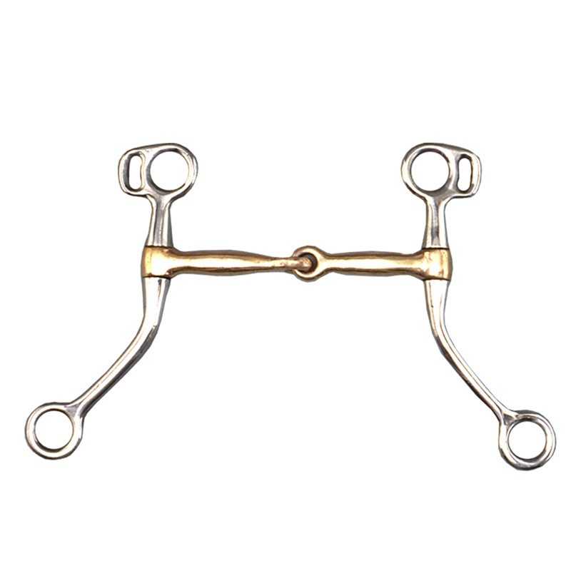 Freio clássico de cavalo em metal bicolor com pormenores dourados
