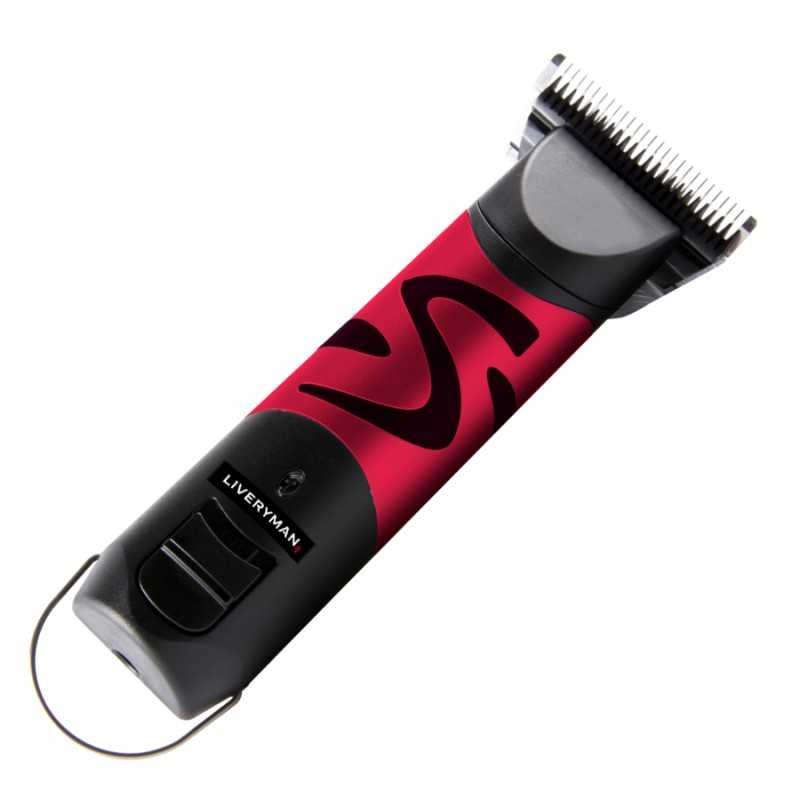 Aparelho de cortar cabelo LIVERMAN preto e vermelho com lâmina metálica