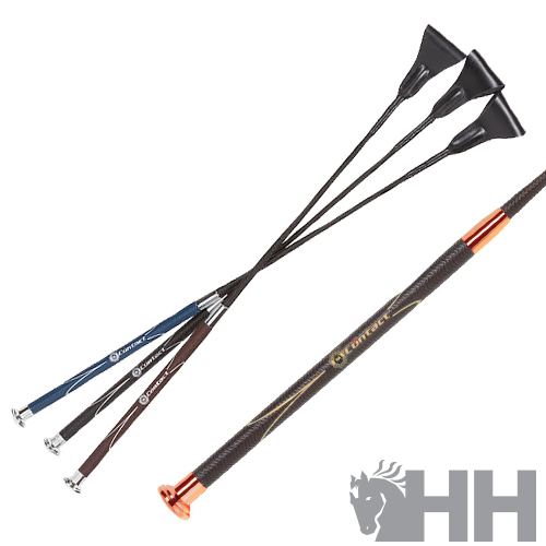 Rédeas pretas com pompom em borracha e detalhes metálicos cobre e prateados