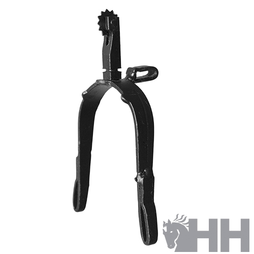 Espera de esporas metálica preta com detalhe dentado