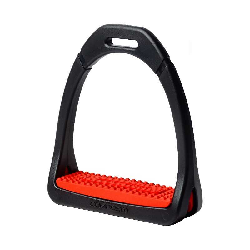 Estribo de equitação preto com base vermelha antiderrapante