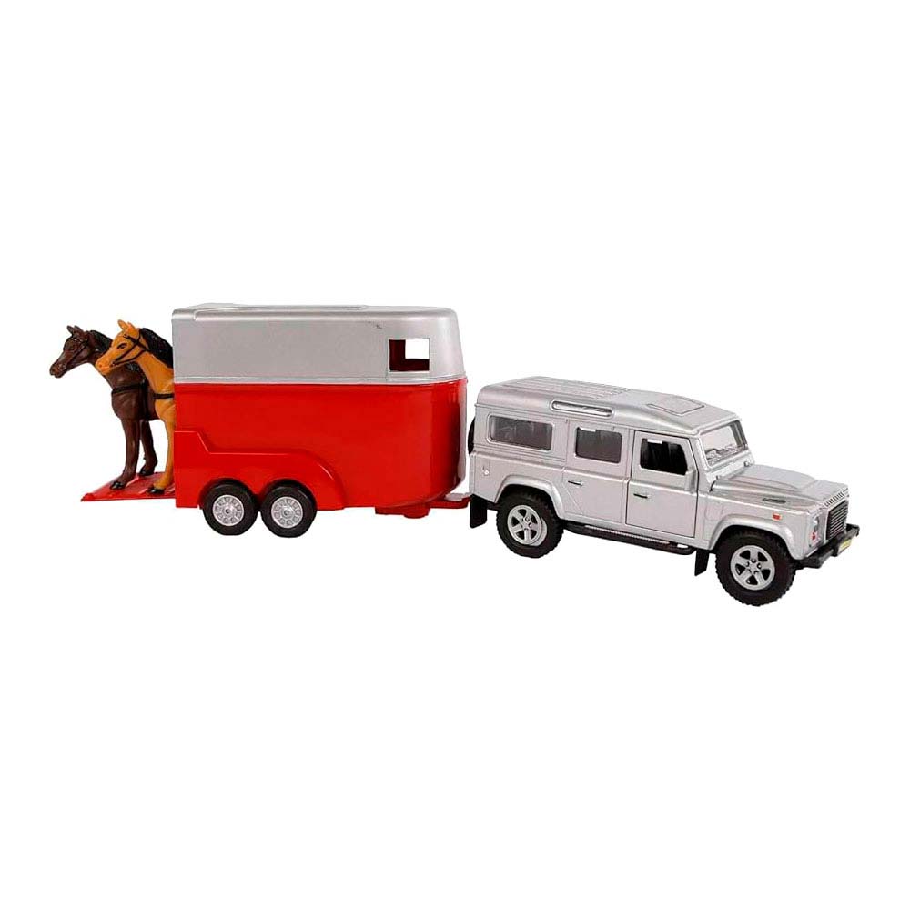Brinquedo de carrinha com reboque e cavalos