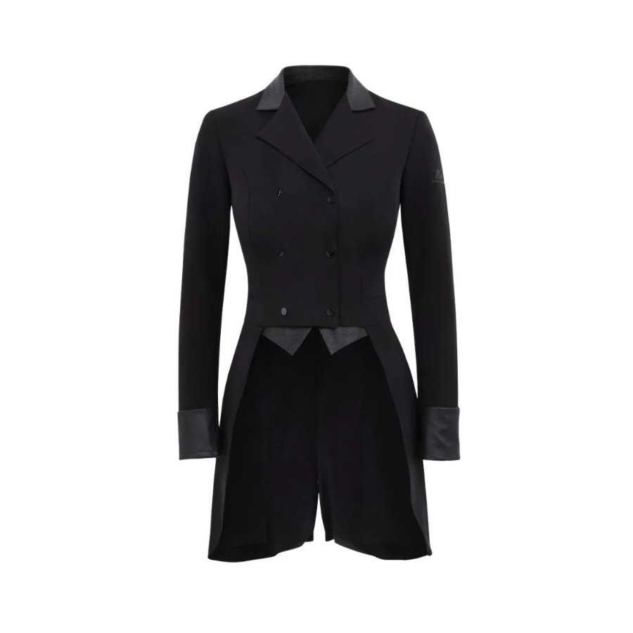 Casaco de competição equestre feminino preto de corte elegante