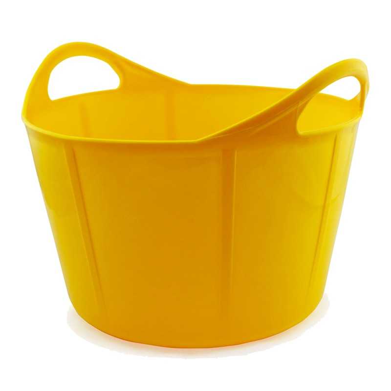Contentor amarelo redondo de plástico com pegas