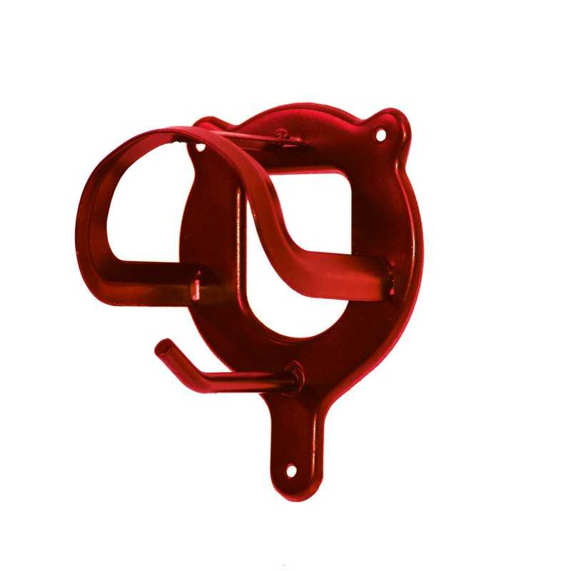 Suporte de parede metálico vermelho para objetos cilíndricos