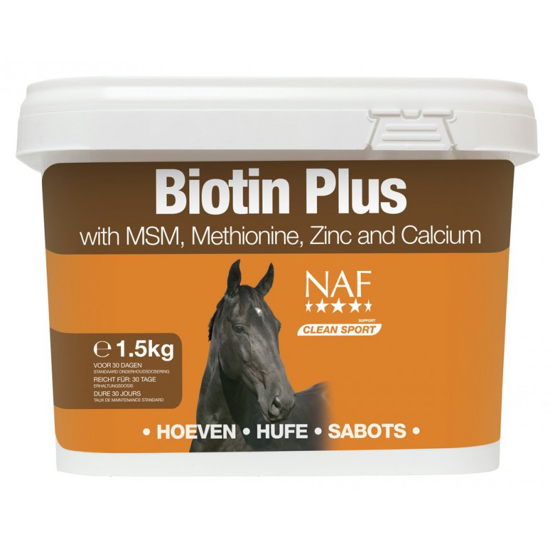 Embalagem de suplemento Biotin Plus para cavalos com 1,5 kg