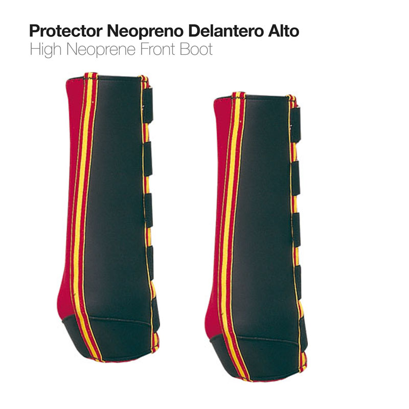 Protetores frontais altos em neopreno preto, vermelho, amarelo e preto