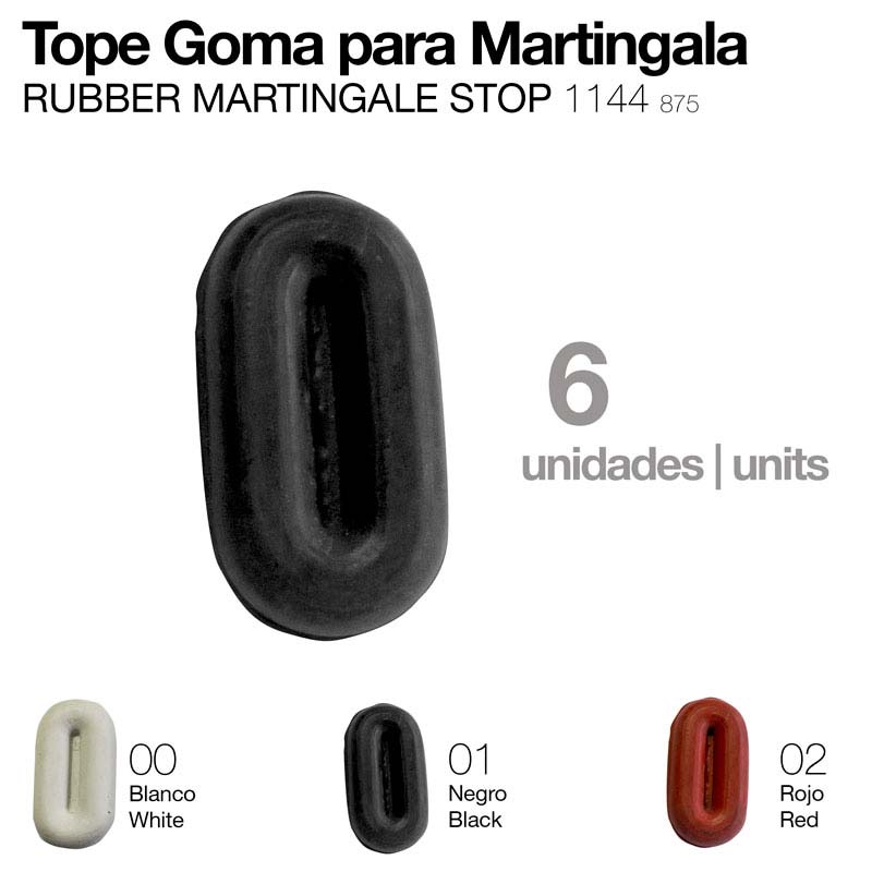 Tope Goma para Martingala em borracha disponível em branco, negro e vermelho, pack de 6 unidades