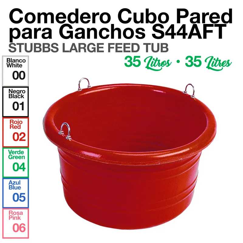 Comedouro cubo parede vermelho 35 litros com ganchos metálicos