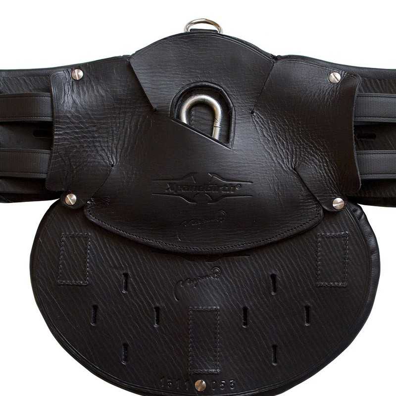 Cinta de suporte preto em pele com textura e gancho metálico