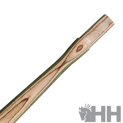 Pega de madeira com padrão natural e logo HH cinzento no fundo branco