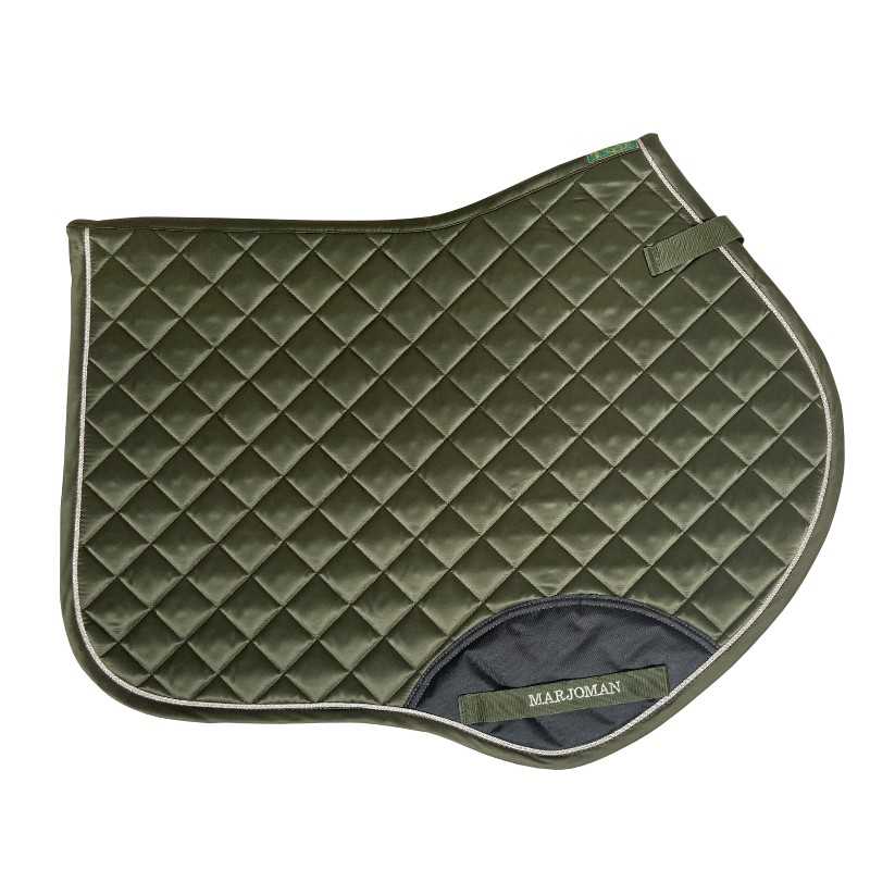 Tapete de sela acolchoado verde-oliva com etiqueta MARJOMAN