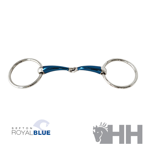 Freio de cavalo Sefton Royal Blue azul metálico com argolas prateadas