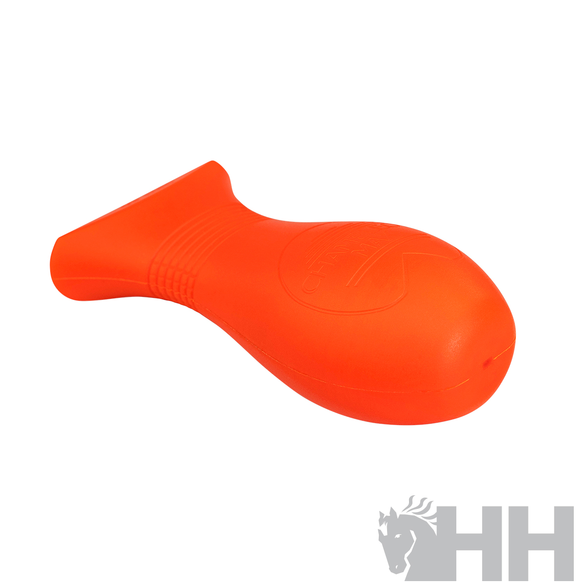 produto plástico laranja com relevo e símbolo sobre fundo branco