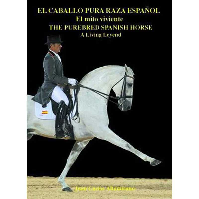Capa de livro com cavalo branco e cavaleiro, texto em espanhol e inglês