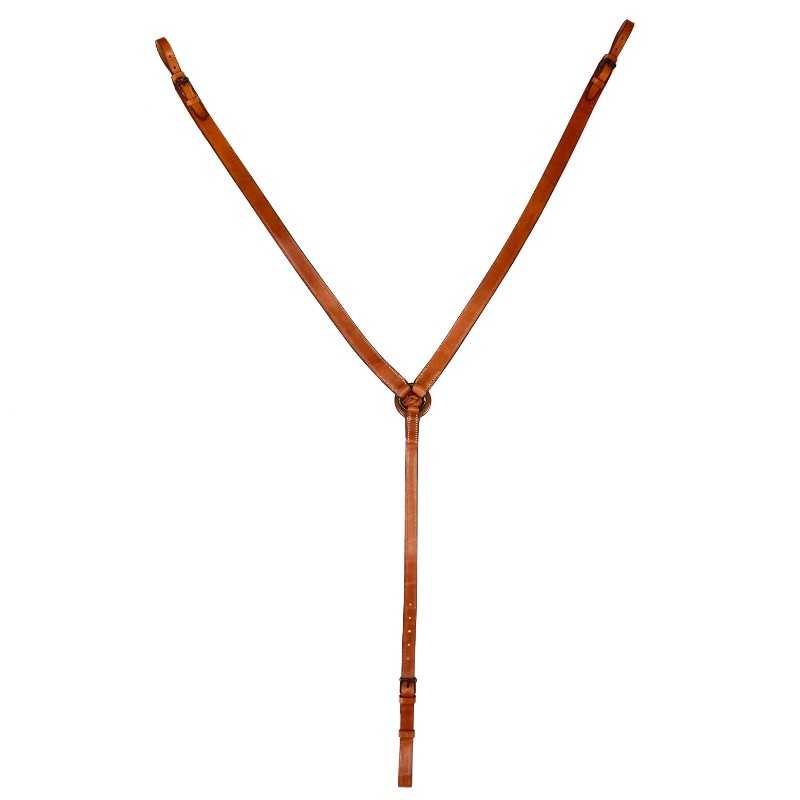 Colete em pele castanha com tiras ajustáveis e detalhe em nó