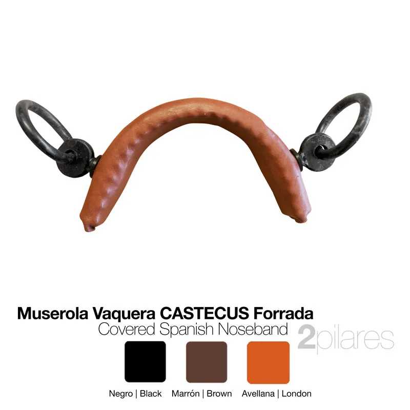 Muserola vaqueira CASTECUS forrada castanha com argolas pretas