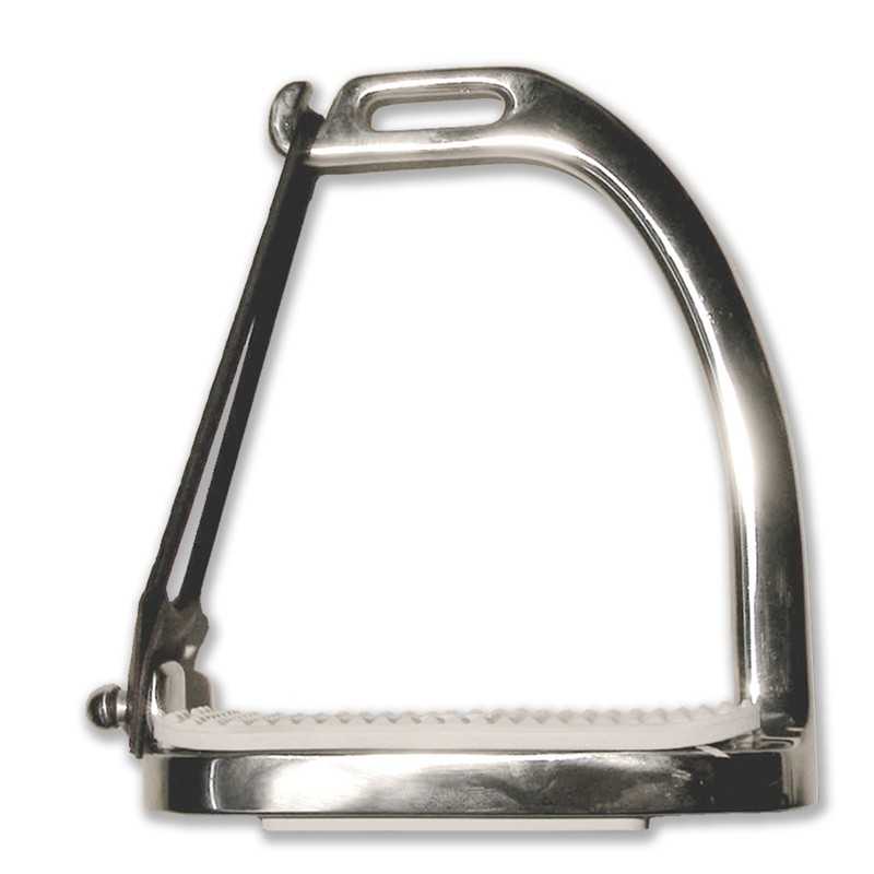 Estribo de equitação metálico prateado com base antiderrapante branca