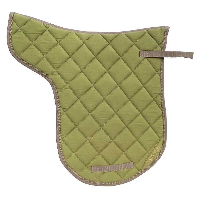Protetor de sela de cavalo verde acolchoado com acabamento bege