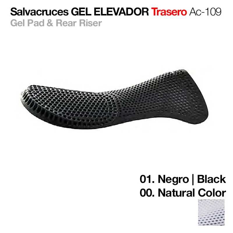 Salvacruces gel elevador traseiro preto com textura de gel em padrão de colmeia