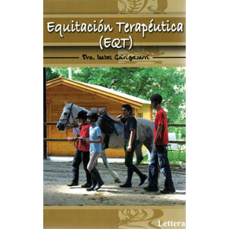 Capa de livro com título sobre equitação terapêutica e pessoas junto a cavalo