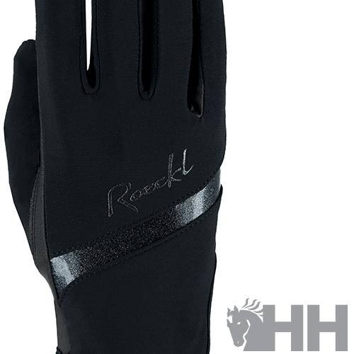 Luva preta de inverno com texto e faixa brilhante